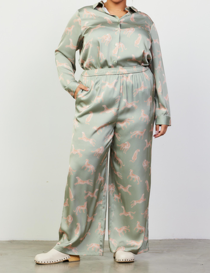 Cheetah Elastic Waistband Pants