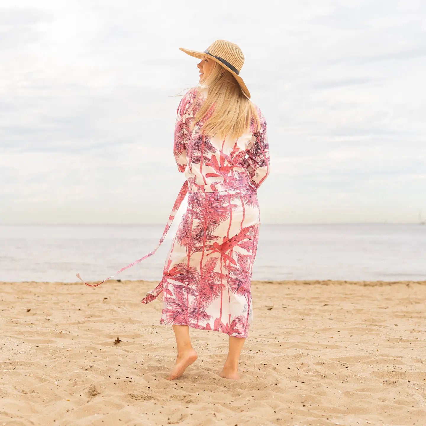 Pink Palm Kimono Robe