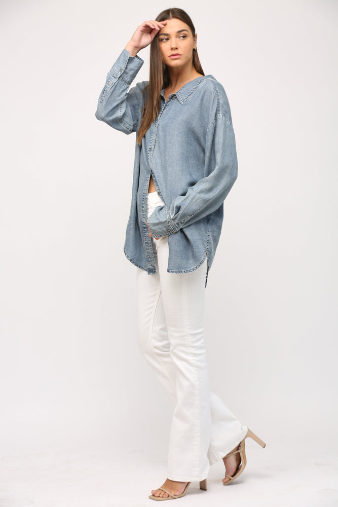 Oversized Washed Tencel Shirt
